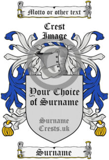 Coat of Arms Crest Your Choice of Surname