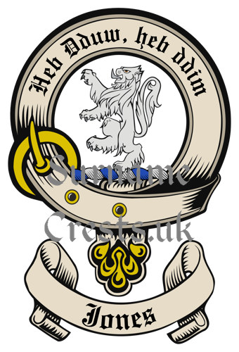 Jones Welsh Clan (Sept) Surname Family Crest PNG Image Instant Download